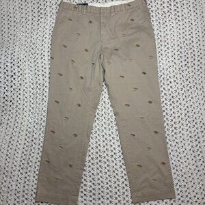 VTG‎ Polo Ralph Lauren Chino Pants Khaki Stretch Flyfish Embroidered Mens Sz 38R